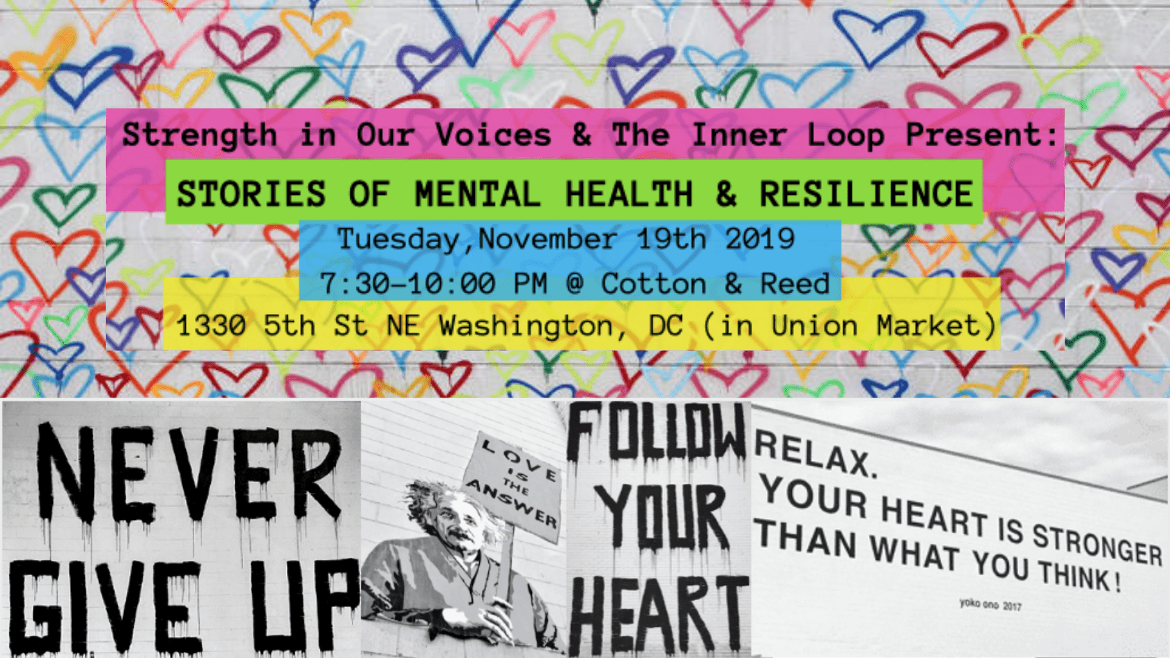 Event poster for SIOV community wellness event: STORIES OF MENTAL HEALTH & RESILIENCE